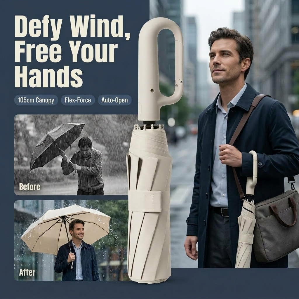 Creative Ring Buckle Windproof Reinforced Umbrella, picture 1