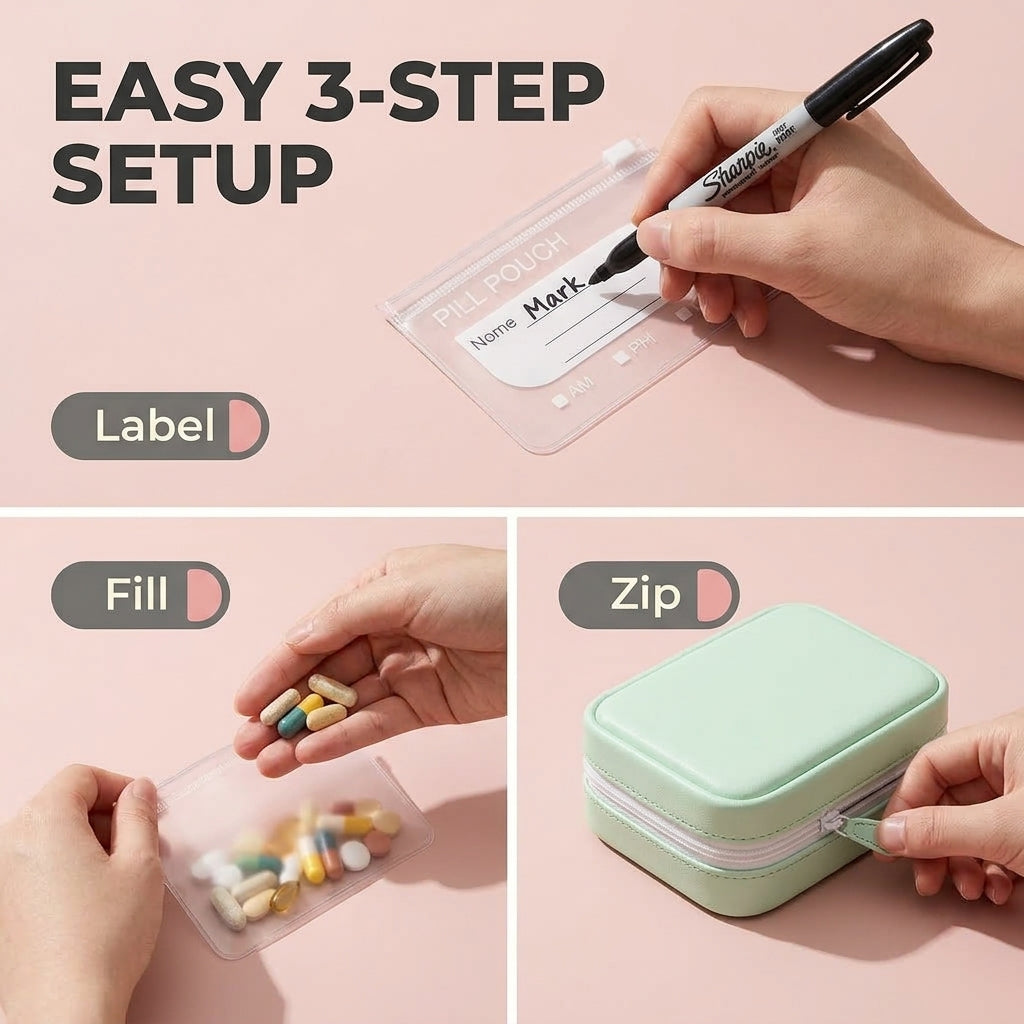 Waterproof PU Travel Pill Organizer Set, picture 6